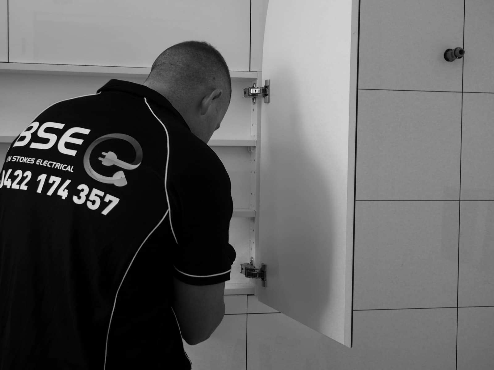 Newcastle electrician wiring a kitchen during a home renovation